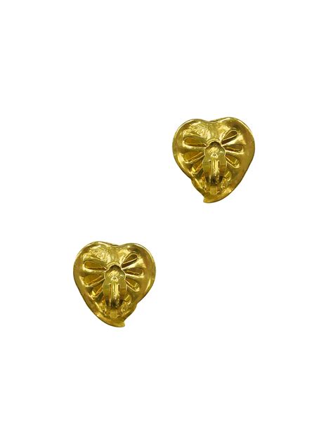 clip earring yves saint laurent heart|Yves Saint Laurent Heart Clip On Earrings .